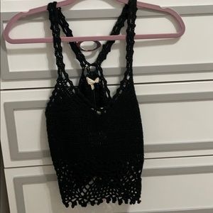 Crochet black crop top